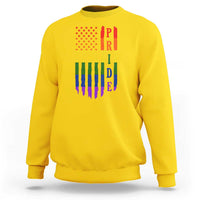 Pride Month Rainbow Flag Graphic Sweatshirt Lesbian Gay LGBT America Flag