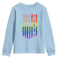Pride Month Rainbow Flag Graphic Youth Sweatshirt Lesbian Gay LGBT America Flag