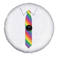 Funny Rainbow Striped Necktie Spare Tire Cover LGBT Pride Support Graphic
