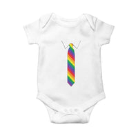Funny Rainbow Striped Necktie Baby Onesie LGBT Pride Support Graphic