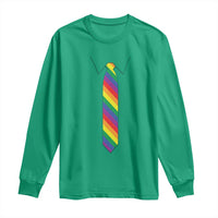 Funny Rainbow Striped Necktie Long Sleeve Shirt LGBT Pride Support Graphic