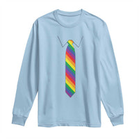 Funny Rainbow Striped Necktie Long Sleeve Shirt LGBT Pride Support Graphic