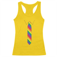 Funny Rainbow Striped Necktie Racerback Tank Top LGBT Pride Support Graphic