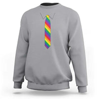 Funny Rainbow Striped Necktie Sweatshirt LGBT Pride Support Graphic