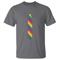 Funny Rainbow Striped Necktie T Shirt LGBT Pride Support Graphic