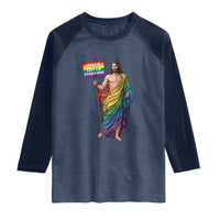Christian LGBTQ Support Raglan Shirt Jesus Loves Everyone