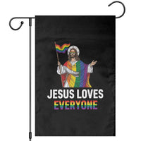 Funny Rainbow Jesus Loves Everyone Garden Flag Religious LGBTQ Support