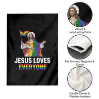 Funny Rainbow Jesus Loves Everyone Garden Flag Religious LGBTQ Support