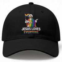 Funny Rainbow Jesus Loves Everyone Baseball Cap Religious LGBTQ Support