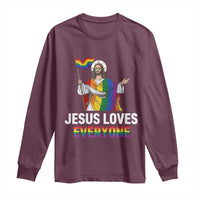 Funny Rainbow Jesus Loves Everyone Long Sleeve Shirt Religious LGBTQ Support