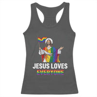 Funny Rainbow Jesus Loves Everyone Racerback Tank Top Religious LGBTQ Support