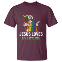 Funny Rainbow Jesus Loves Everyone T Shirt Religious LGBTQ Support