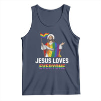 Funny Rainbow Jesus Loves Everyone Tank Top Religious LGBTQ Support