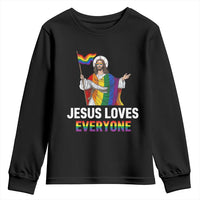 Funny Rainbow Jesus Loves Everyone Youth Sweatshirt Religious LGBTQ Support