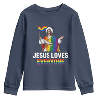 Funny Rainbow Jesus Loves Everyone Youth Sweatshirt Religious LGBTQ Support