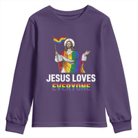 Funny Rainbow Jesus Loves Everyone Youth Sweatshirt Religious LGBTQ Support