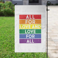 Vintage All For Love And Love For All Garden Flag Pride Month Rainbow Graphic