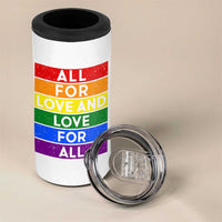 Vintage All For Love And Love For All 4 in 1 Can Cooler Tumbler Pride Month Rainbow Graphic