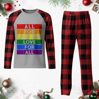 Vintage All For Love And Love For All Plaid Pajama Set Pride Month Rainbow Graphic