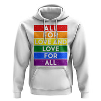 Vintage All For Love And Love For All Hoodie Pride Month Rainbow Graphic