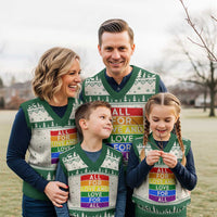 Vintage All For Love And Love For All V-Neck Knit Sweater Vest Pride Month Rainbow Graphic