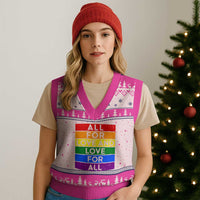 Vintage All For Love And Love For All V-Neck Knit Sweater Vest Pride Month Rainbow Graphic