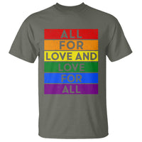 Vintage All For Love And Love For All T Shirt Pride Month Rainbow Graphic