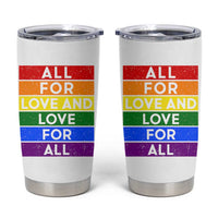 Vintage All For Love And Love For All Tumbler Cup Pride Month Rainbow Graphic