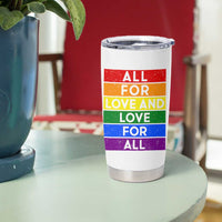 Vintage All For Love And Love For All Tumbler Cup Pride Month Rainbow Graphic