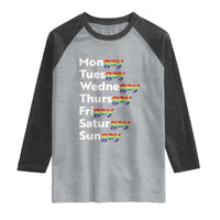 Rainbow Days Of The Week Mongay Tuesgay Raglan Shirt Funny LGBT Pride Month