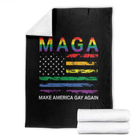 Make America Gay Again LGBTQ Pride Throw Blanket Funny Political Pride Graphic