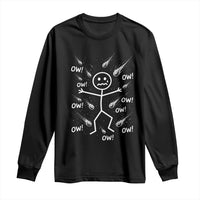Funny Stick Figure Meteor Shower Long Sleeve Shirt Cosmic Joke
