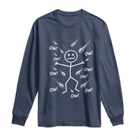 Funny Stick Figure Meteor Shower Long Sleeve Shirt Cosmic Joke
