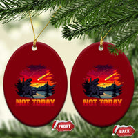 Funny Dinosaur Baseball Meteorite Ceramic Ornament Not Today