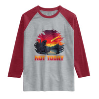 Funny Dinosaur Baseball Meteorite Raglan Shirt Not Today