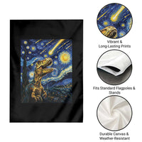 Dinosaur Starry Night Meteor Shower Garden Flag Astronomy Lover Gift