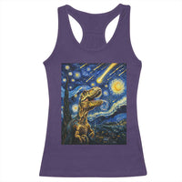 Dinosaur Starry Night Meteor Shower Racerback Tank Top Astronomy Lover Gift
