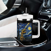 Dinosaur Starry Night Meteor Shower Tumbler With Handle Astronomy Lover Gift
