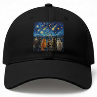 Starry Night Cats Watching Meteors Baseball Cap Astronomy Lover Gift