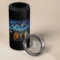Starry Night Cats Watching Meteors 4 in 1 Can Cooler Tumbler Astronomy Lover Gift