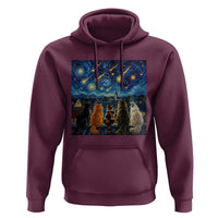 Starry Night Cats Watching Meteors Hoodie Astronomy Lover Gift