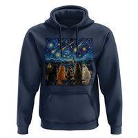 Starry Night Cats Watching Meteors Hoodie Astronomy Lover Gift
