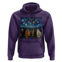 Starry Night Cats Watching Meteors Hoodie Astronomy Lover Gift
