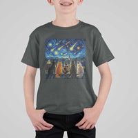 Starry Night Cats Watching Meteors T Shirt For Kid Astronomy Lover Gift