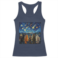 Starry Night Cats Watching Meteors Racerback Tank Top Astronomy Lover Gift