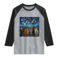 Starry Night Cats Watching Meteors Raglan Shirt Astronomy Lover Gift