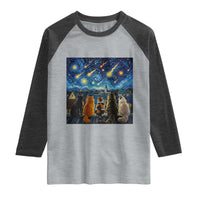 Starry Night Cats Watching Meteors Raglan Shirt Astronomy Lover Gift