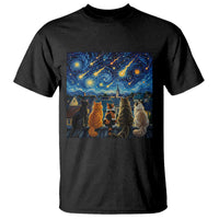 Starry Night Cats Watching Meteors T Shirt Astronomy Lover Gift