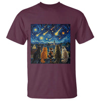 Starry Night Cats Watching Meteors T Shirt Astronomy Lover Gift
