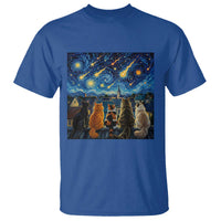Starry Night Cats Watching Meteors T Shirt Astronomy Lover Gift